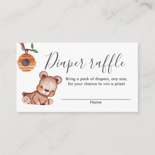 Carte D'accompagnement Teddy Bear HoneyBee baby shower tombole En (Devant)
