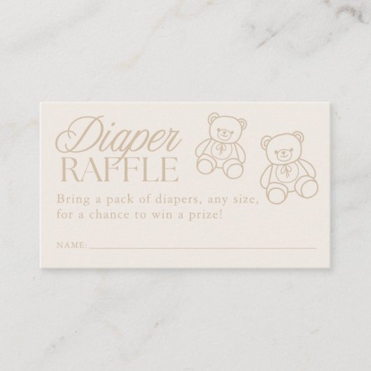 Carte D'accompagnement Teddy Bear Minimal Baby Shower Diaper Raffle (Devant)