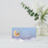 Carte D'accompagnement Teddy Bear Moon Soft Blue Baby Shower Book Request (Debout devant)