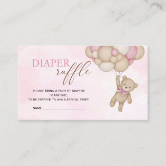 Carte D'accompagnement Teddy Bear Pink Diaper Raffle