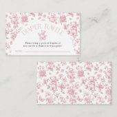 Carte D'accompagnement Teddy Bear Pink Toile Diaper Baby shower Raffin (Devant / Derrière)