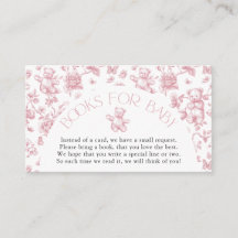 Teddy Bear Pink Toile Livres pour Baby shower Encl