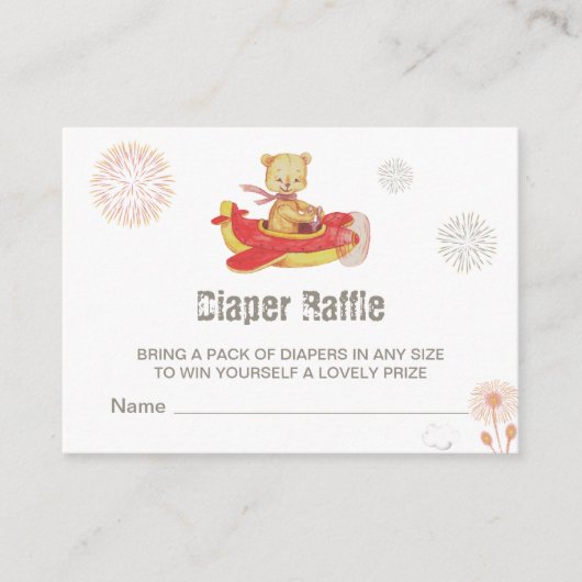 Carte D'accompagnement *~* Teddy Bear Plane Fireworks Diaper Raffin (Devant)