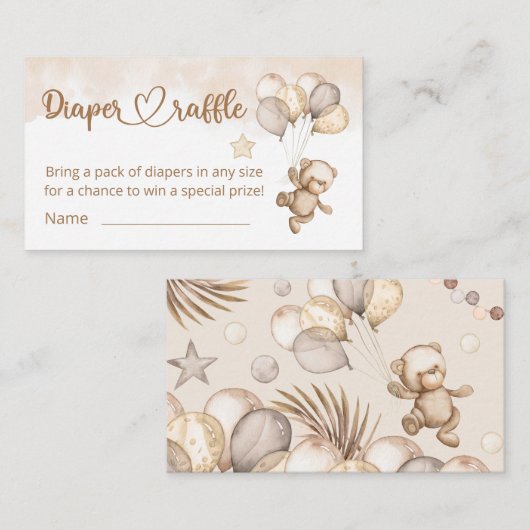 Carte D'accompagnement Teddy Ours Bébé Ours Baby shower Déchets Raffle (Devant / Derrière)