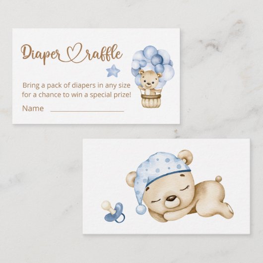 Carte D'accompagnement Teddy Ours Bébé Ours Baby shower Déchets Raffle (Devant / Derrière)