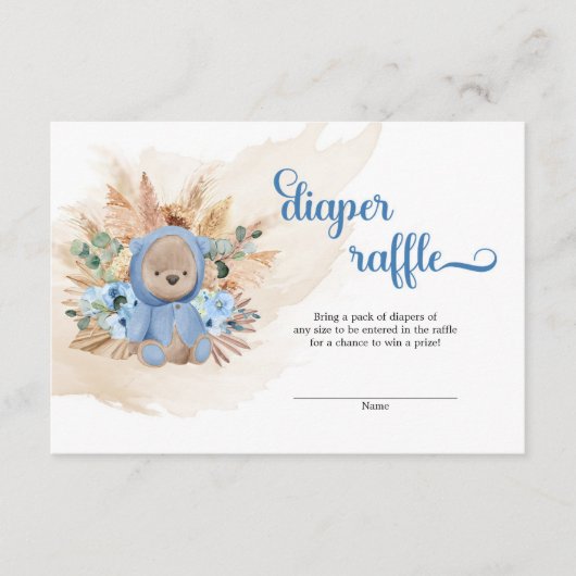 Carte D'accompagnement Teddy ours pampas herbe palmier séché tombole de c (Devant)