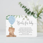 Carte D'accompagnement Teddy ours vert bleu ballon livres bébé garçon en (Debout devant)