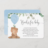Carte D'accompagnement Teddy ours vert bleu ballon livres bébé garçon en (Devant / Derrière)