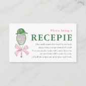 Carte D'accompagnement Tennis Bridal Shower Recipe Enclosure Card Insert (Devant)