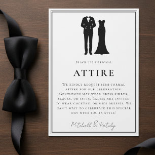 Carte D'accompagnement Tenue de mariage blanc à bordure minimale Smoking