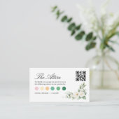 Carte D'accompagnement Tenue de mariage élégante Rose Blanche Code QR Ca (Debout devant)