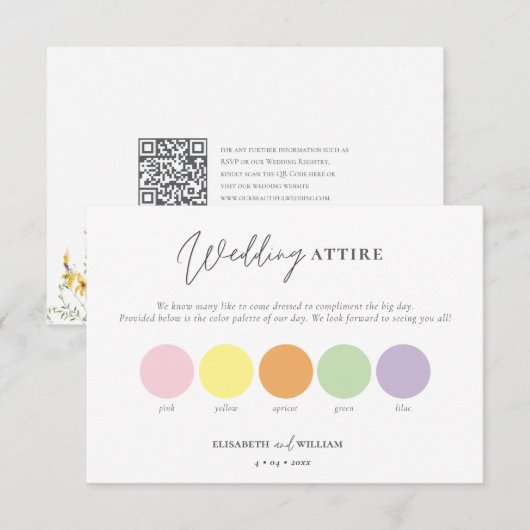 Carte D'accompagnement Tenue Mariage du Printemps pastel (Devant / Derrière)