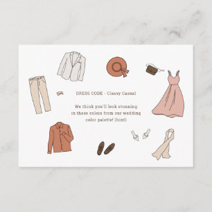 Carte D'accompagnement Tenues illustrées Couleurs de mariage & Code vesti