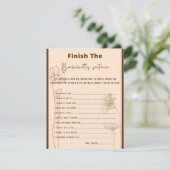 Carte D'accompagnement Terminer le jeu de la fête de la peine de la Bache (Debout devant)