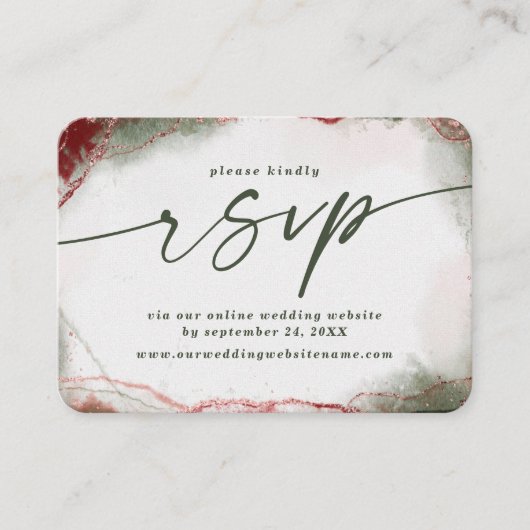 Carte D'accompagnement Terra Rosa Abstraite moderne Site Mariage RSVP (Devant)