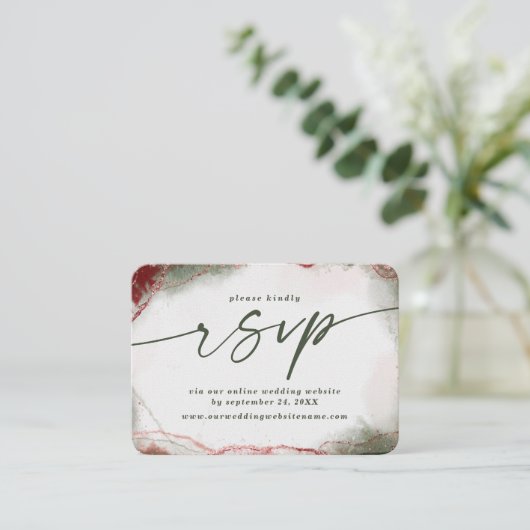 Carte D'accompagnement Terra Rosa Abstraite moderne Site Mariage RSVP (Debout devant)