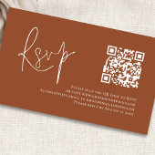Carte D'accompagnement Terracotta Blanc Script QR Code Mariage RSVP