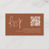 Carte D'accompagnement Terracotta Blanc Script QR Code Mariage RSVP (Devant)
