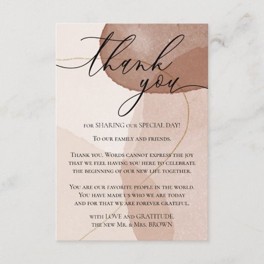 Carte D'accompagnement Terracotta Boho Beach Aquarelle Merci beige (Devant)