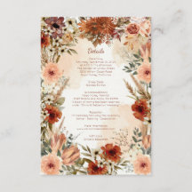 Terracotta Boho Floral Automne Élégant Rustique