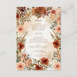 Carte D'accompagnement Terracotta Boho Floral Automne Élégant Rustique