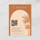 Carte D'accompagnement Terracotta Boho Palm Trees QR Code Détails Mariage (Devant)