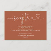 Carte D'accompagnement Terracotta Coeur Script Mariage Réception (Devant)