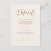 Carte D'accompagnement Terracotta Élégant Script Détails Mariage moderne (Devant)