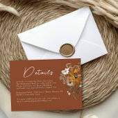 Carte D'accompagnement Terracotta Fleur sauvage Boho Détails du Mariage d