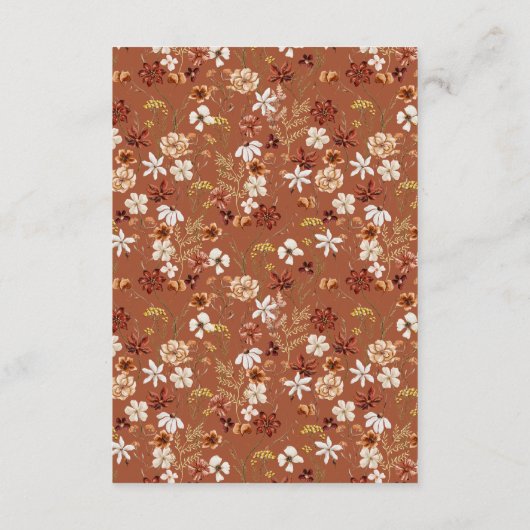 Carte D'accompagnement Terracotta Floral Fleur sauvage Blanc Détails Mari (Dos)