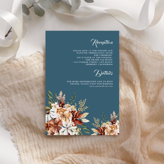 Carte D'accompagnement Terracotta Floral Fleur sauvage Dusty Blue Mariage