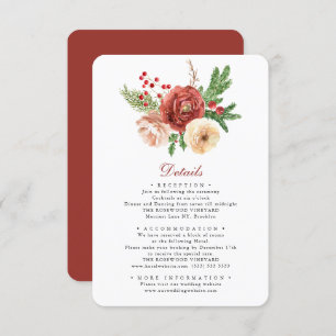 Carte D'accompagnement Terracotta Floral Pine Folio Détails Mariage Enc