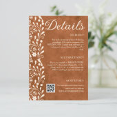 Carte D'accompagnement Terracotta Floral Wedding Details QR code (Debout devant)