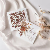 Carte D'accompagnement Terracotta Florals QR Code Script Wedding RSVP