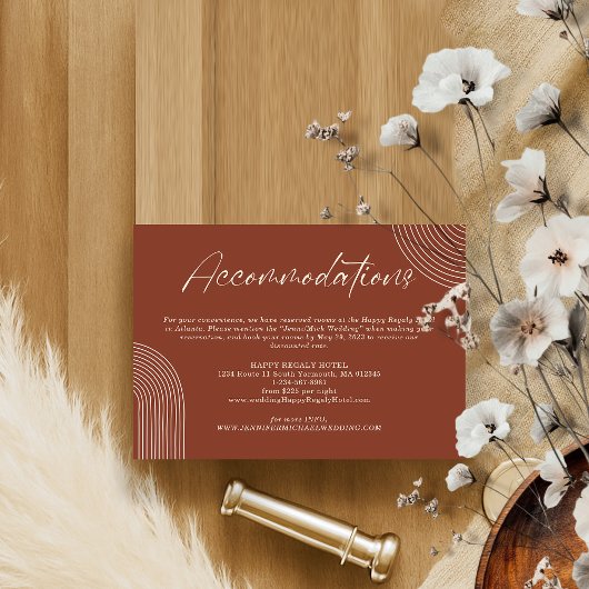 Carte D'accompagnement Terracotta Géométrique Line Art Hébergements