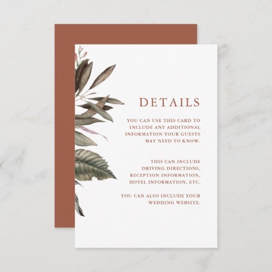 Carte D'accompagnement Terracotta Informations clients (Devant / Derrière)