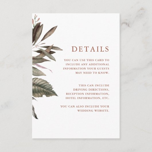 Carte D'accompagnement Terracotta Informations clients (Devant)