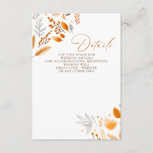 Carte D'accompagnement Terracotta moderne Script Mariage de automne éléga (Devant)