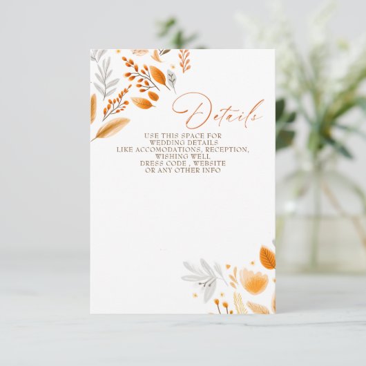 Carte D'accompagnement Terracotta moderne Script Mariage de automne éléga (Debout devant)