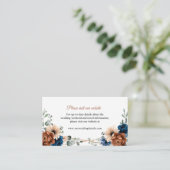 Carte D'accompagnement Terracotta Navy Blue Greenery Détails du site web (Debout devant)