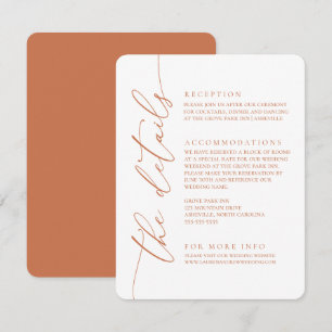 Carte D'accompagnement Terracotta Orange Moderne Minimaliste Mariage 2