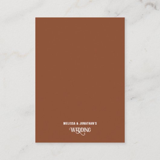 Carte D'accompagnement Terracotta Retro Mince Script Détails du Mariage (Dos)