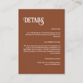 Carte D'accompagnement Terracotta Retro Mince Script Détails du Mariage (Devant)