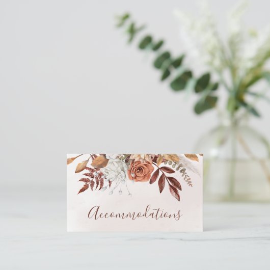 Carte D'accompagnement Terracotta Rust Flowers Boho Fall Hébergements (Debout devant)