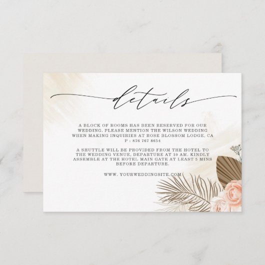 Carte D'accompagnement Terracotta Rustic Boho Mariage Chic Script Détail (Devant / Derrière)