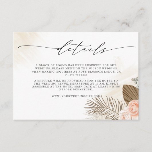 Carte D'accompagnement Terracotta Rustic Boho Mariage Chic Script Détail (Devant)
