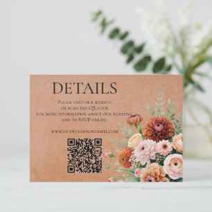 Carte D'accompagnement Terracotta Sage Green Flowers Mariage QR Détails