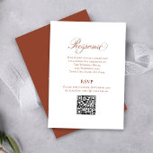 Carte D'accompagnement Terracotta Script Wedding RSVP QR Code