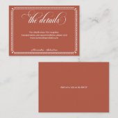 Carte D'accompagnement Terracotta Script Western Rustic Détails du Mariag (Devant / Derrière)