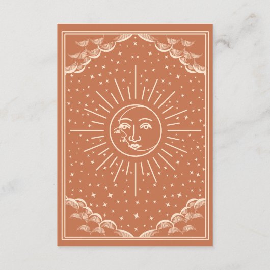 Carte D'accompagnement Terracotta Sun and Moon Tarot Mariage Réception (Dos)